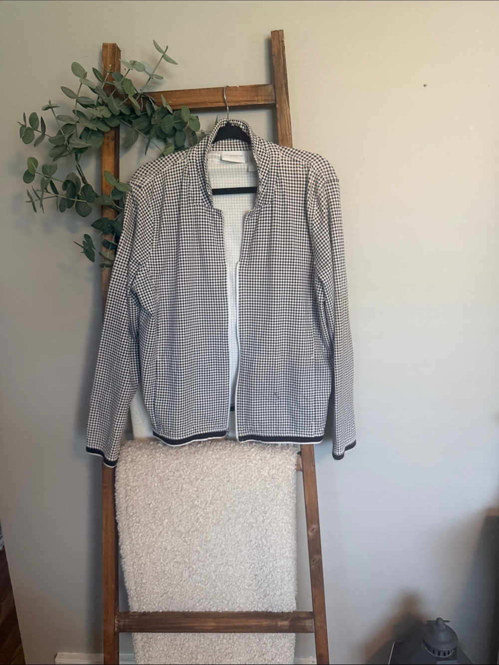 Black and White Gingham Zip Cardigan